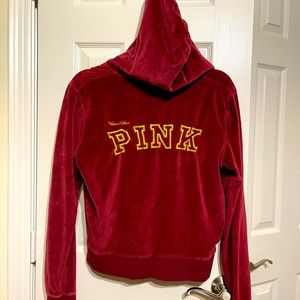 Victoria’s Secret Phi-beta PINK velour full-zip hoodie